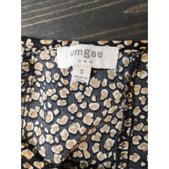Umgee Mixed Black & Tan  Animal‎ Print  3/4 Length Sleeve  Mini Dress Size Small - Picture 5 of 6